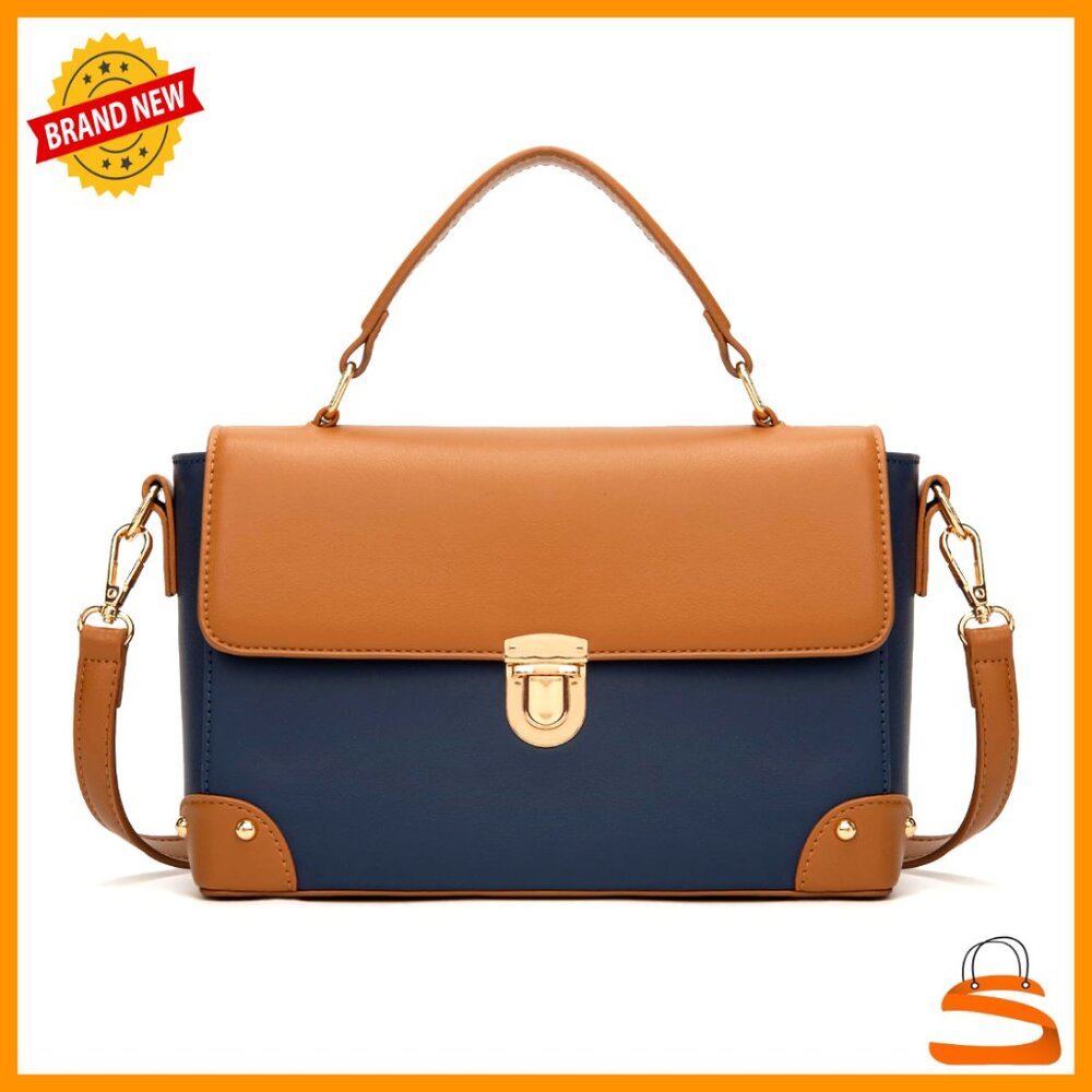 Small Square Crossbody Purse With Top Handle Adjustable Strap Faux Leather